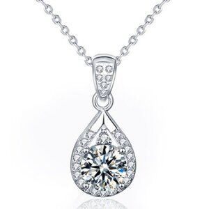 Certified 1ct. t.w. Diamond Moissanite Waterdrop Necklace NEW